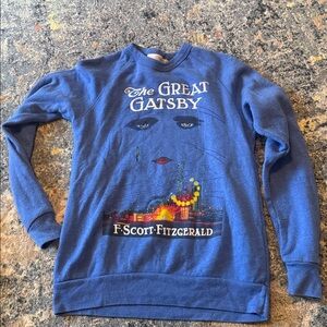 Out of Print Great Gatsby sweatshirt crew neck blue long sleeve s